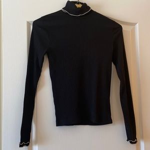 JCrew ribbed Turtleneck with white piping